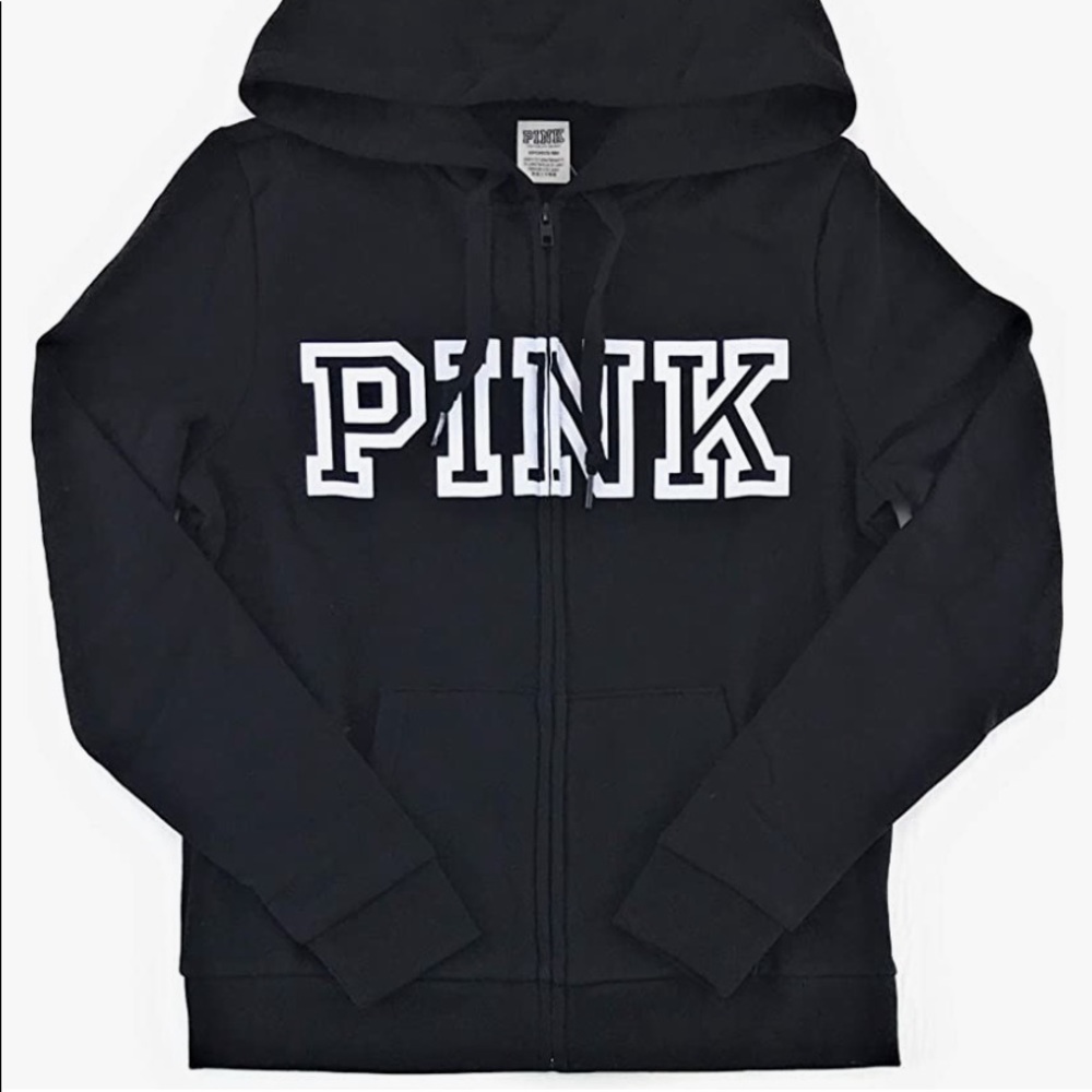 VICTORIA’S SECRET BLACK “PINK” ZIP UP JACKET